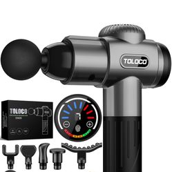 TOLOCO Massage Gun, Deep Tissue Back Massager for Athletes with 10 Massage Heads, Electric Muscle Percussion Massager for Any Pain Relief, FSA and HSA