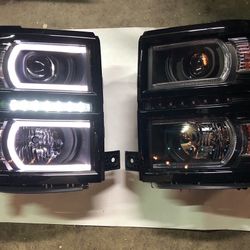 2014 To 2015 Chevrolet Silverado Projector LED Headlights Luces Micas Calaveras Faros Focos Luz Light