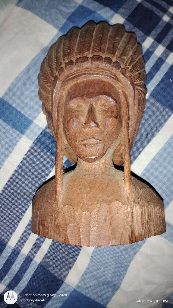 1971 Solid Wood Hand Carved Indian Paper Weight!