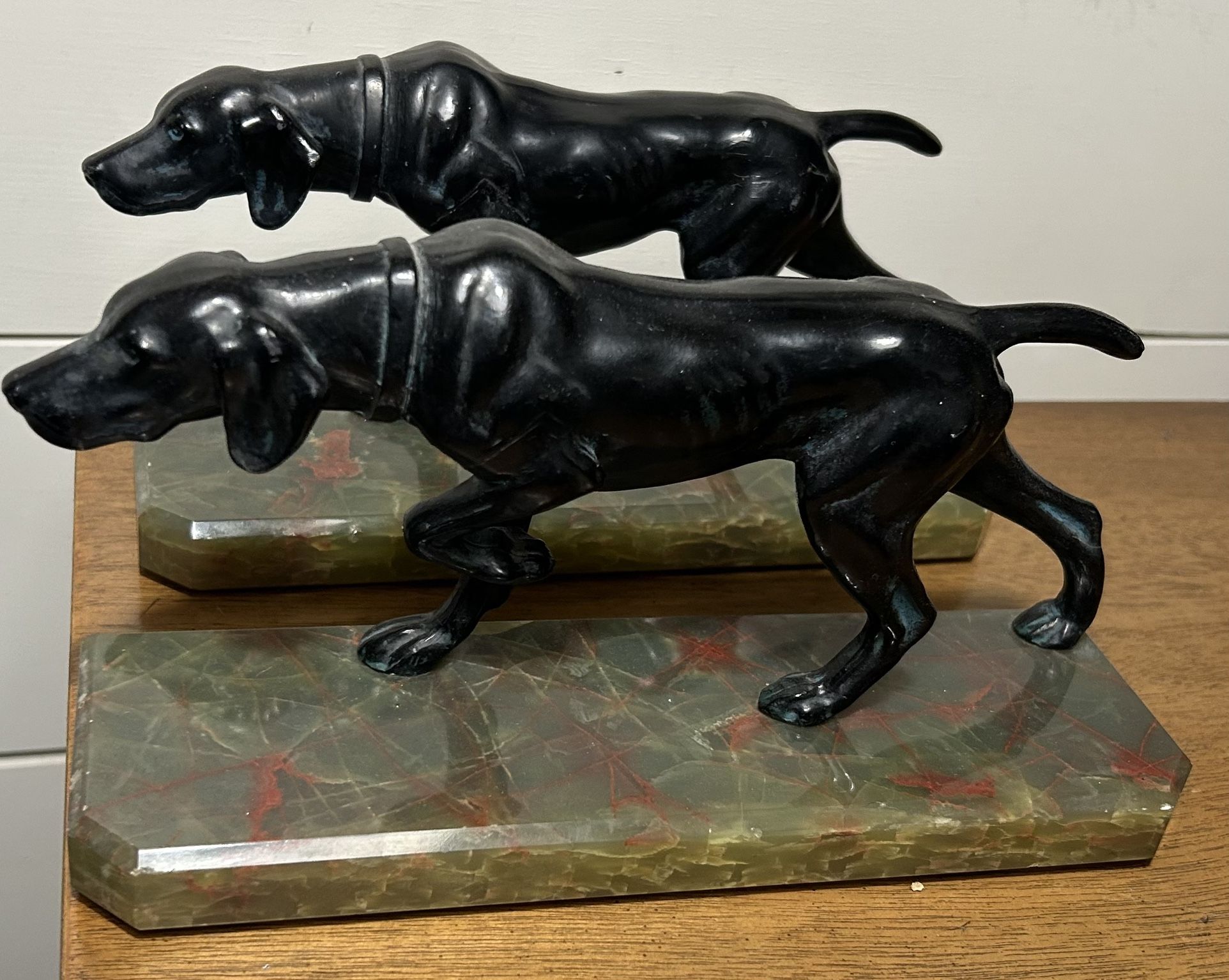 Vintage Bronze Pointer Dog Statues