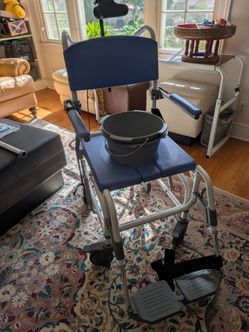 EZee Life 190 Aluminum Tilt Shower Commode Chair - Complete with Footrests