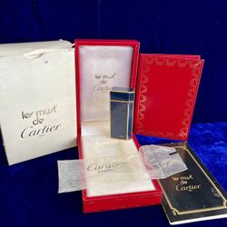 Vintage Blue Lacquer Cartier Pentagon Lighter 99.9% New Condition Works 1 Year Warranty 