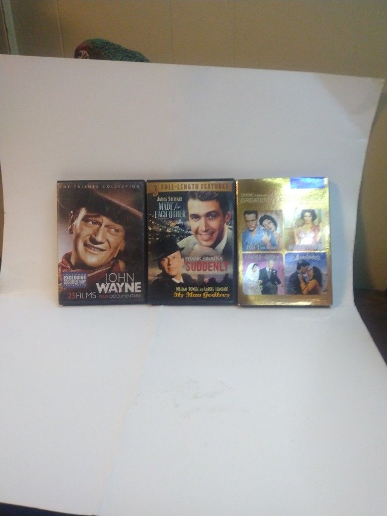 3 Classic DVDs(Elizabeth Taylor Greatest; (Frank Sinatra Suddenly. (James Stewart Made For Each Other)