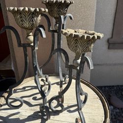 Set of 3 Elegant Metal Candleholders 