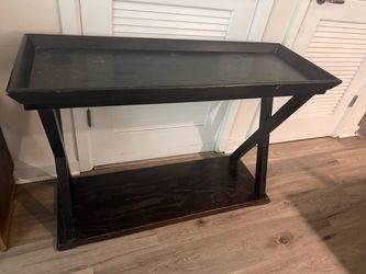 Black Wood Console Table with Bottom Shelf