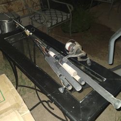 Fishing Poles And Gear Tackle Box As Is