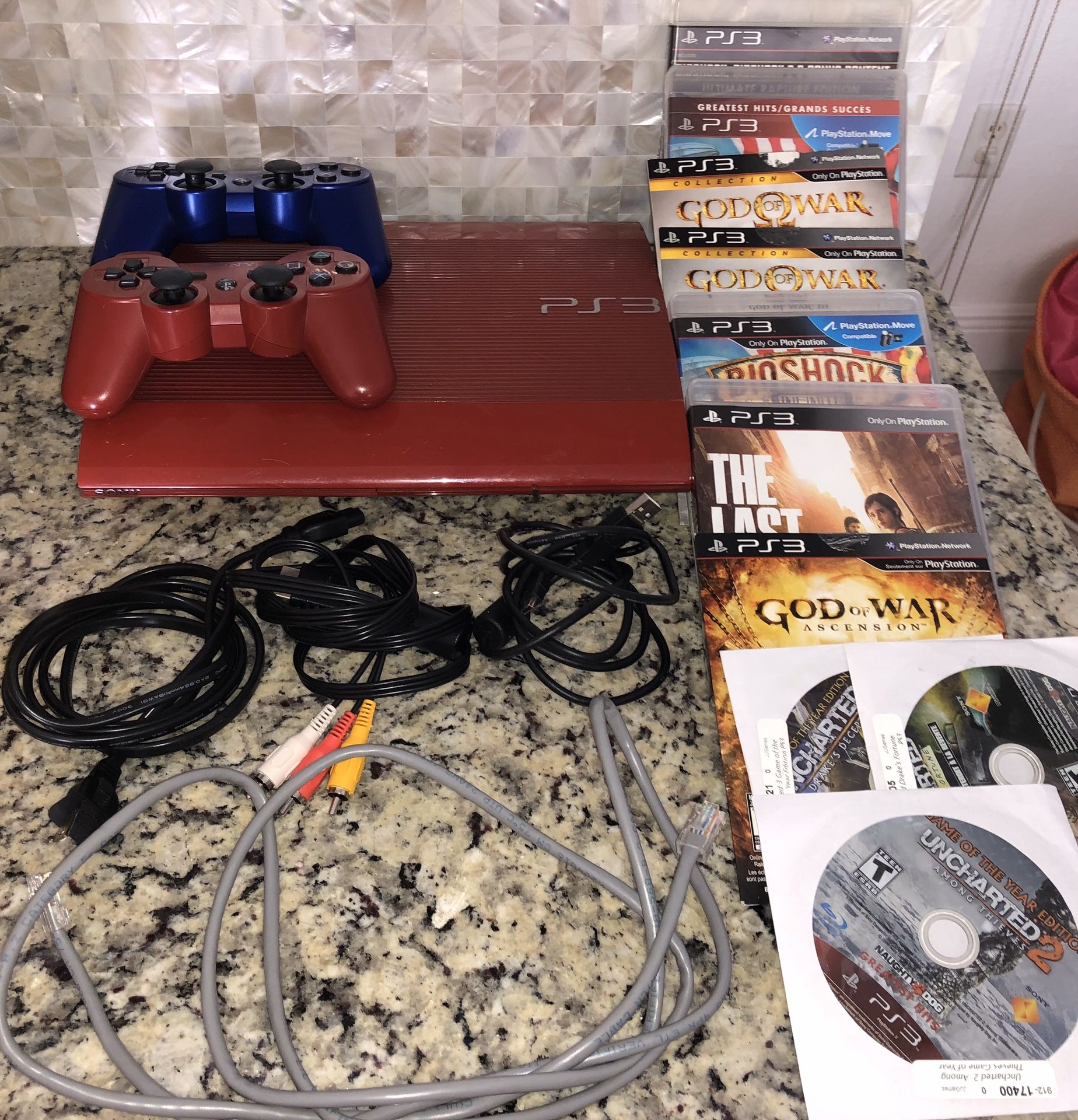 Sony PlayStation 3 God of War Bundle 500GB Garnet Red Console with 12 Games