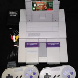 Super Nintendo System Complete With Donkey Kong Country 1 & 2