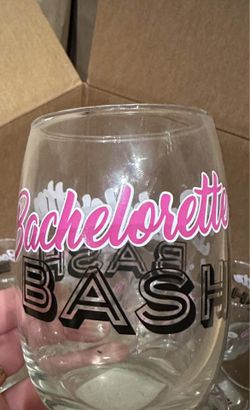 “Bachelorette Bash” stemless wine glasses (20 total)