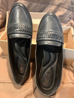 NIB Børn Alkia Black Full Grain Leather Comfort Loafers Flats Shoes Size 8 / 39
