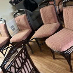 8 Antique Daning Chairs In Great Condition No Scratches Or Stains On Cushions I Offer Delivered For And Extra $