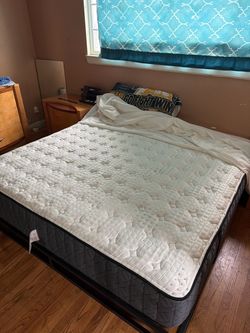 Regular king size mattress and metal frame.