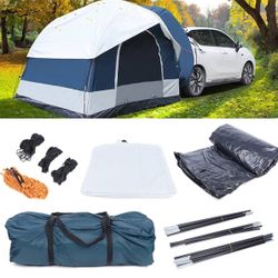 SUV Car Tent Outdoor for 4 Person Oxford Cloth Car Canopy Truck Tent PU2000 Waterproof Pop Up Camping Car Tent with Oversized Screen Windows and Stora