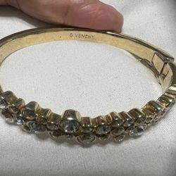 Givenchy Gold Tone Hinge Floral Bracelet