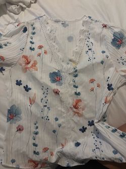 Floral Lace-Trim Blouse Size XL