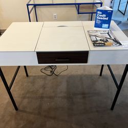 NEW💥White Desk w/Charger, Storage and Brown Drawer 🔥BIG SALE 🔥Everything is 50% OFF🔥