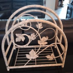 Metal Magazine Newspaper Rack Holder Organizer Vintage Leaf Leaves