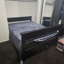 full to twin buck beds with stairs and storage in stairs and third trundle bed. separate ladder also included. 