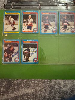 Vintage Signed NY Islanders Card Lot (6) - Trottier, Billy Smith, Nystrom, Persson - Dynasty Era Legends