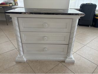 Marble Top Accent Cabinet / Nightstand – 3 Drawers – Solid & Stylish