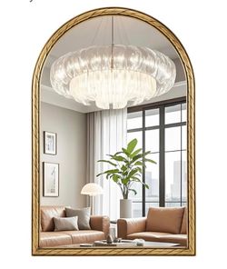 New In Box! Cavinhome (36”x24”) Gold Arched Wall Mirror $45 (#1286)