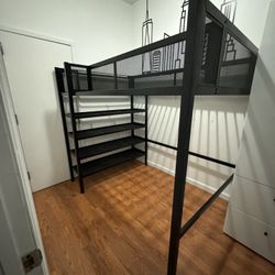 Twin Loft Bed with Shelves