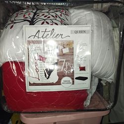 comforter set size queen seven pieces