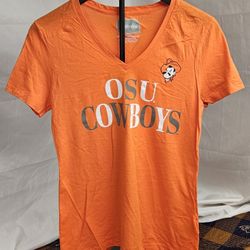 Women's Captivating Oklahoma State Cowboys Orange Short Sleeve T-Shirt Size Small