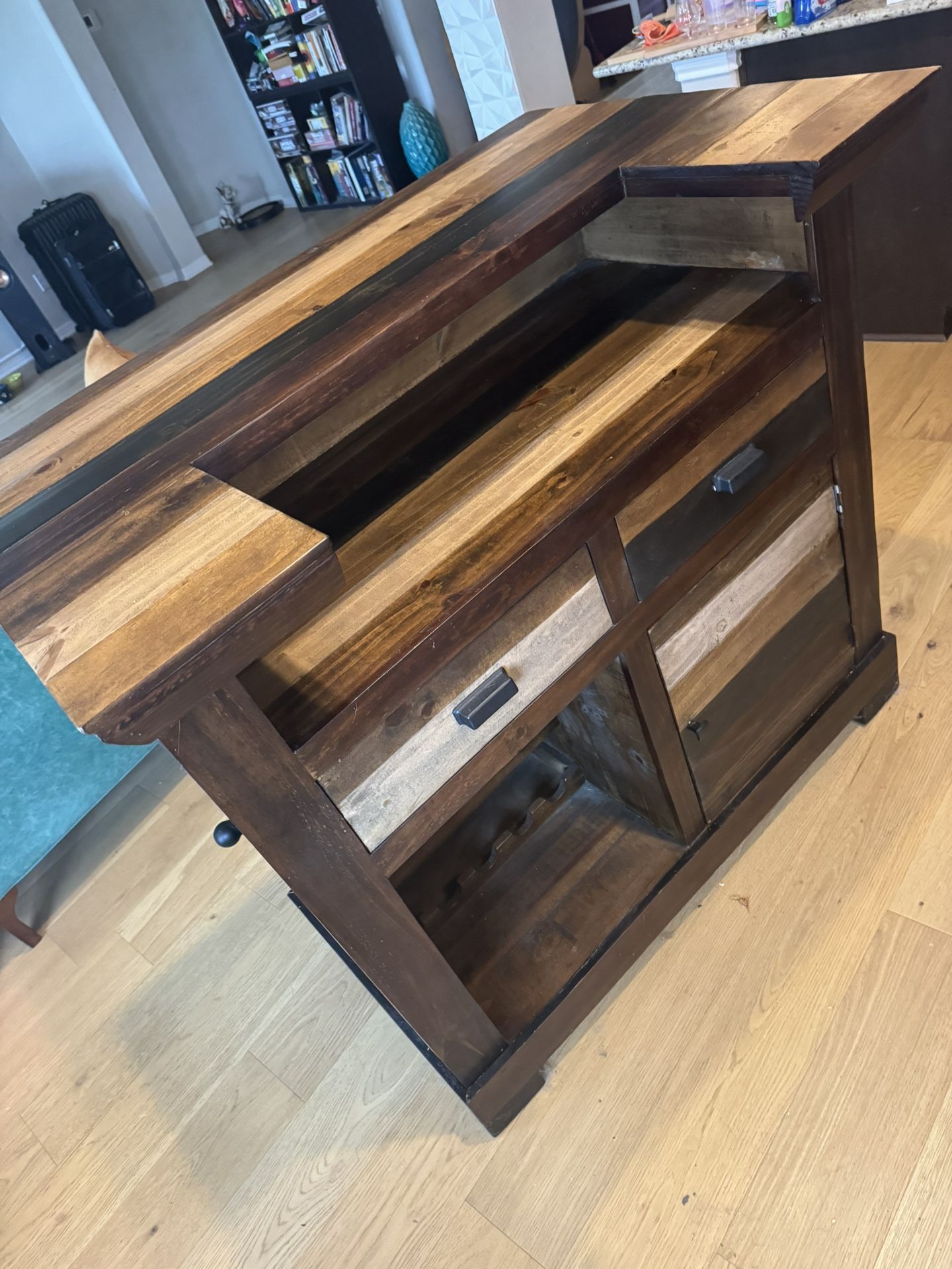 Mini Bar - Cute Multi Colored Wood With Wine Rack