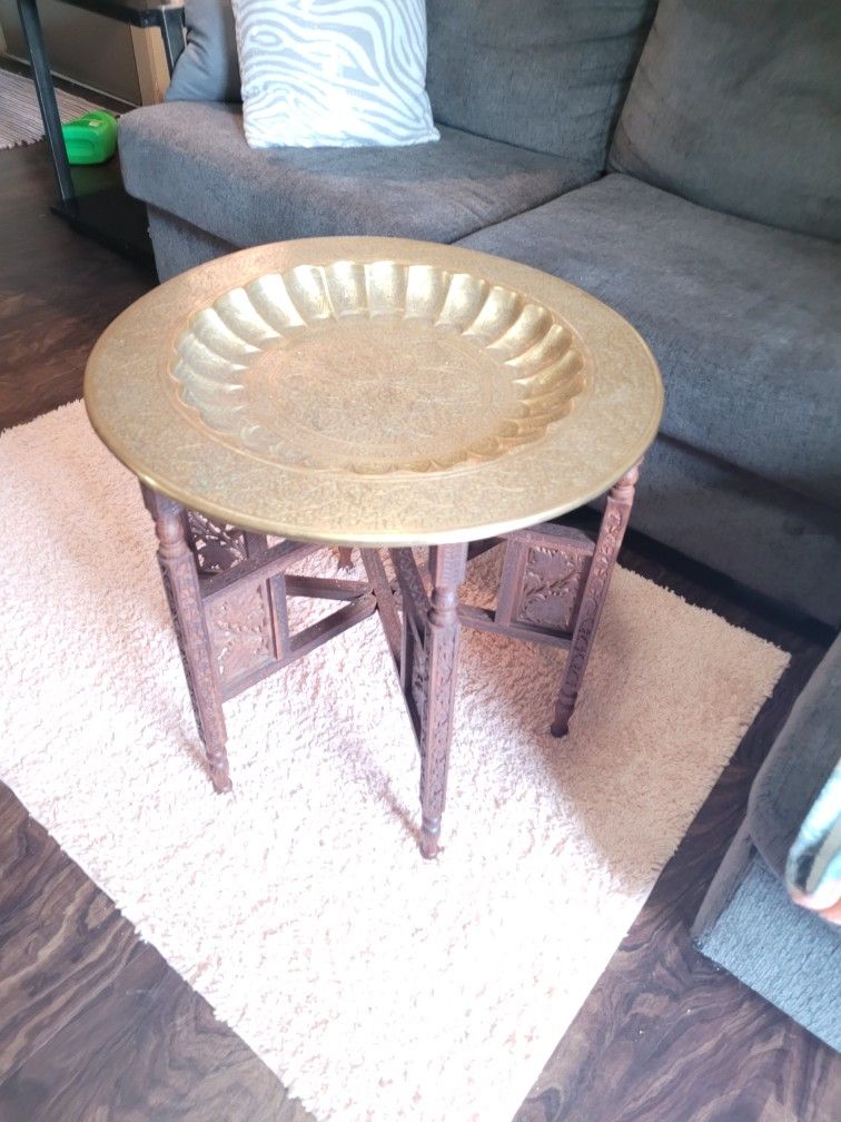 Folding Indian Table Brass Table Top