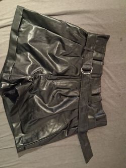 Black Leather Shorts and Belt