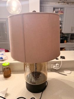 Table Lamp with Glass Base and Drum Shade