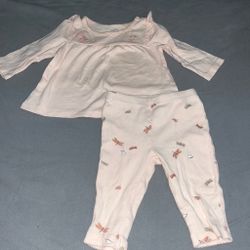 Pink baby girl set with small dragonfly print