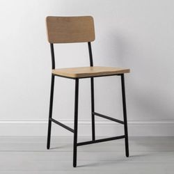 Set of 2 Hearth & Hand Wood And Steel Counter Stools Chairs