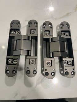 Set Of 2 6” Hidden Door Hinges Upgraded Invisible Door Hinge Heavy Duty Concealed Hinges Adjustable 180 Degree Swing Outswing 3D Hinges with Capacity
