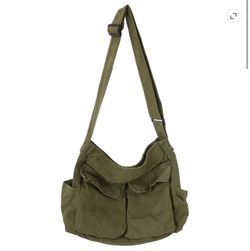 Canvas Messenger Bag Large Hobo Bag Crossbody Shoulder Bag Tote Bag with Pocket for Women and Men Canvas Messenger Bag for Women Men Large Capacity Mu