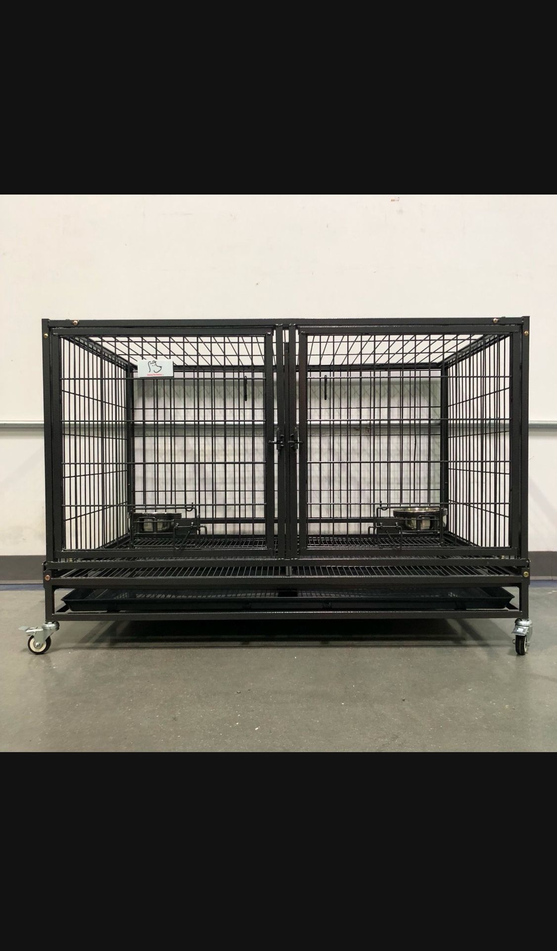Dog Cage Kennel Size 43” With Divdier And Feeding Bowls New In Box 📦