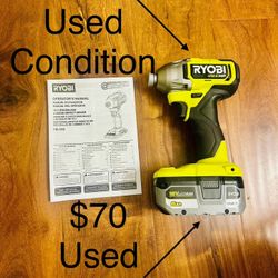 RYOBI Model PBLID02 Brushless 4-Mode 1/4" Impact Driver & 6.0 Ah HIGH PERFORMANCE Battery $155/both