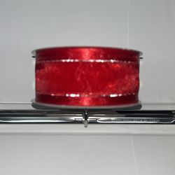 Red/silver Ribbon 1.5” 25 Yards