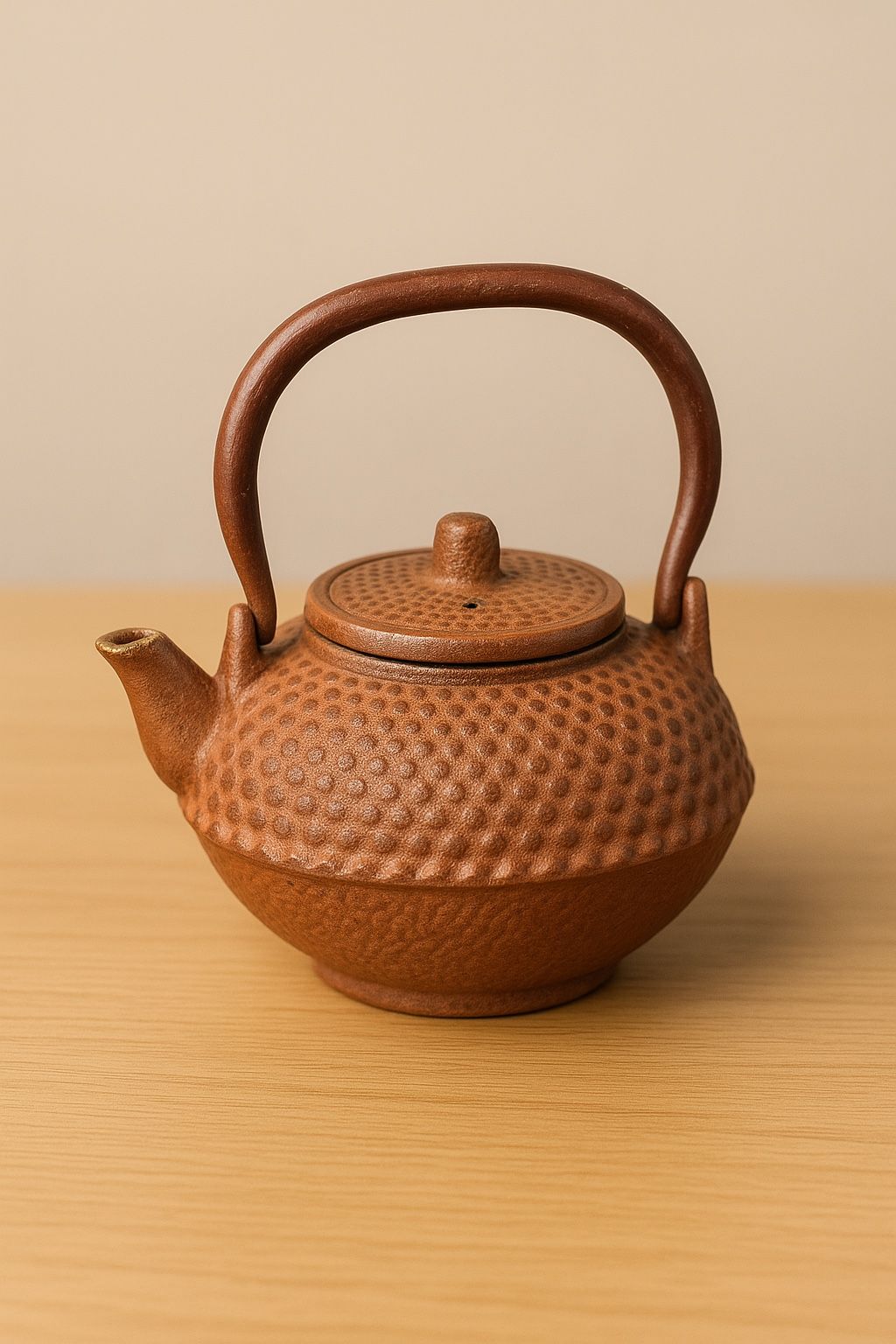 Japanes Vintage 1950s Tetsubin Style Miniature Brown Cast Iron Teapot, 2.5x3”