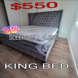 NEW KING SIZE BED FRAME AND MATTRESS