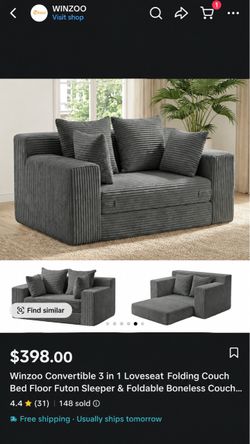 Convertible 3-in-1 Loveseat Futon Couch