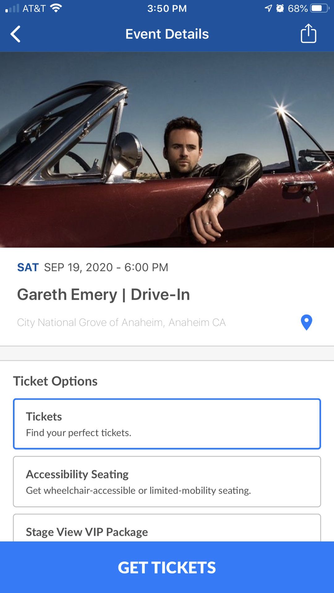 Ticket for Gareth Emery show TONIGHT 9/19 for 1 Car GA! Please serious inquiries only !