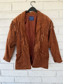 Vintage Robert Elliot suede western fringe jacket in a rust size small