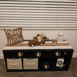 Long Black Table With Cubes $25