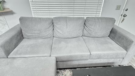 Grey Sectional Sofa with Storage Ottoman