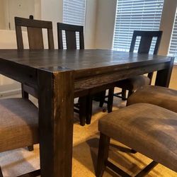 Dark Grey Wood 6 Seat Dining Set