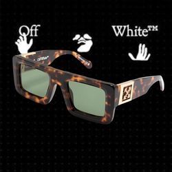 OFF-WHITE Shield Sunglasses LEONARDO Tortoiseshell with Gold-Effect Monogram