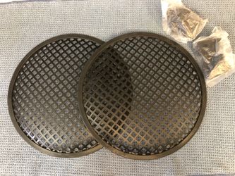 New Pair Of 10” Inch Metal Subwoofer Speaker Grilles W/Clips & Screws.