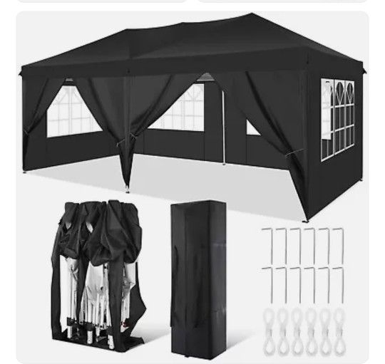 10x20 EZ Pop Up Canopy Tent Party Tent Outdoor Event Protable Instant Shelter Tent Gazebo with 6 Removable Sidewalls and Carry Bag,